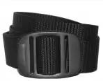 A single thick black bison belt for women